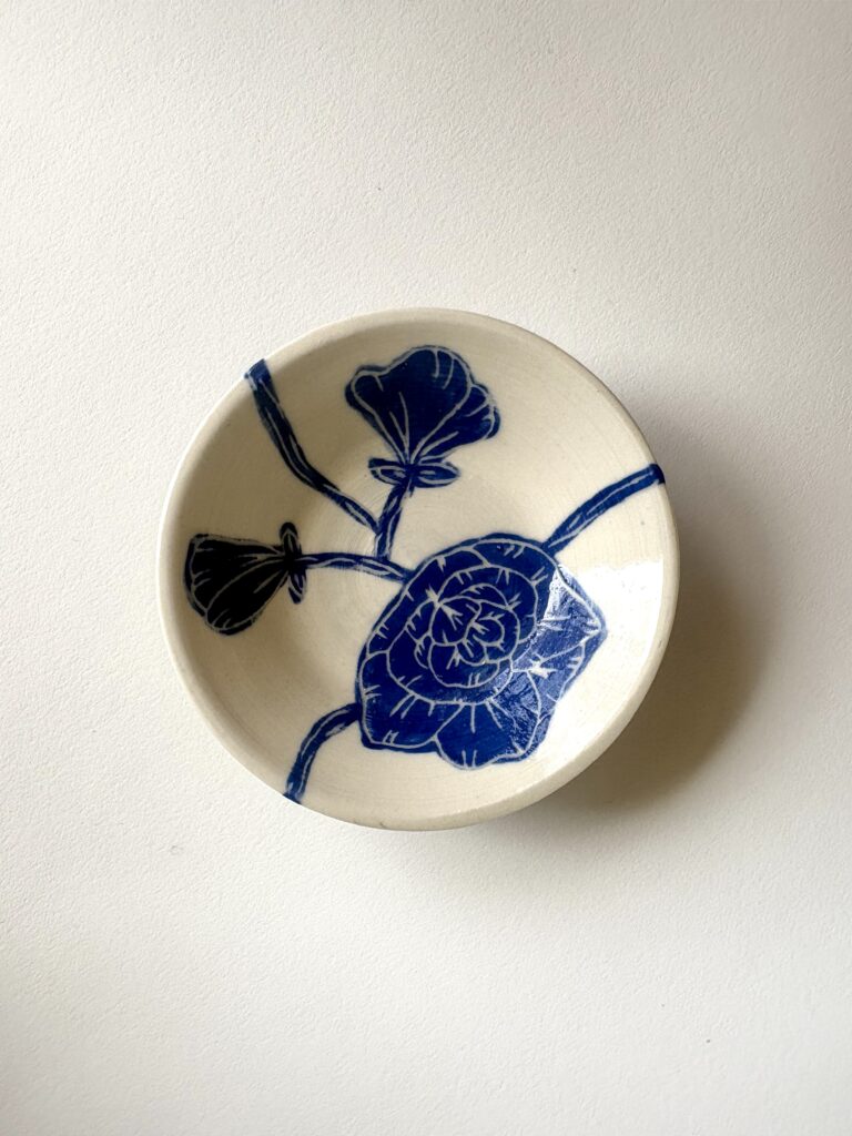 Blue sgraffito